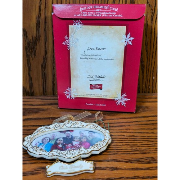 Hallmark Keepsake Ornament "Our Family" 2004 Porcelain Frame With Ribbon Hanging - Picture 2 of 7
